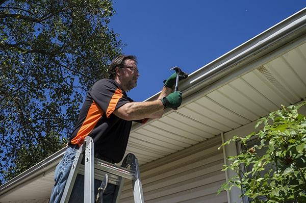 in addition to gutter repair, we can also install gutter guards to prevent clogs and debris buildup in the future